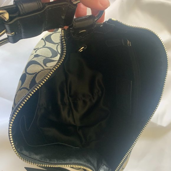 Coach black hobo handbag - canvas, leather, braid - Picture 4 of 6